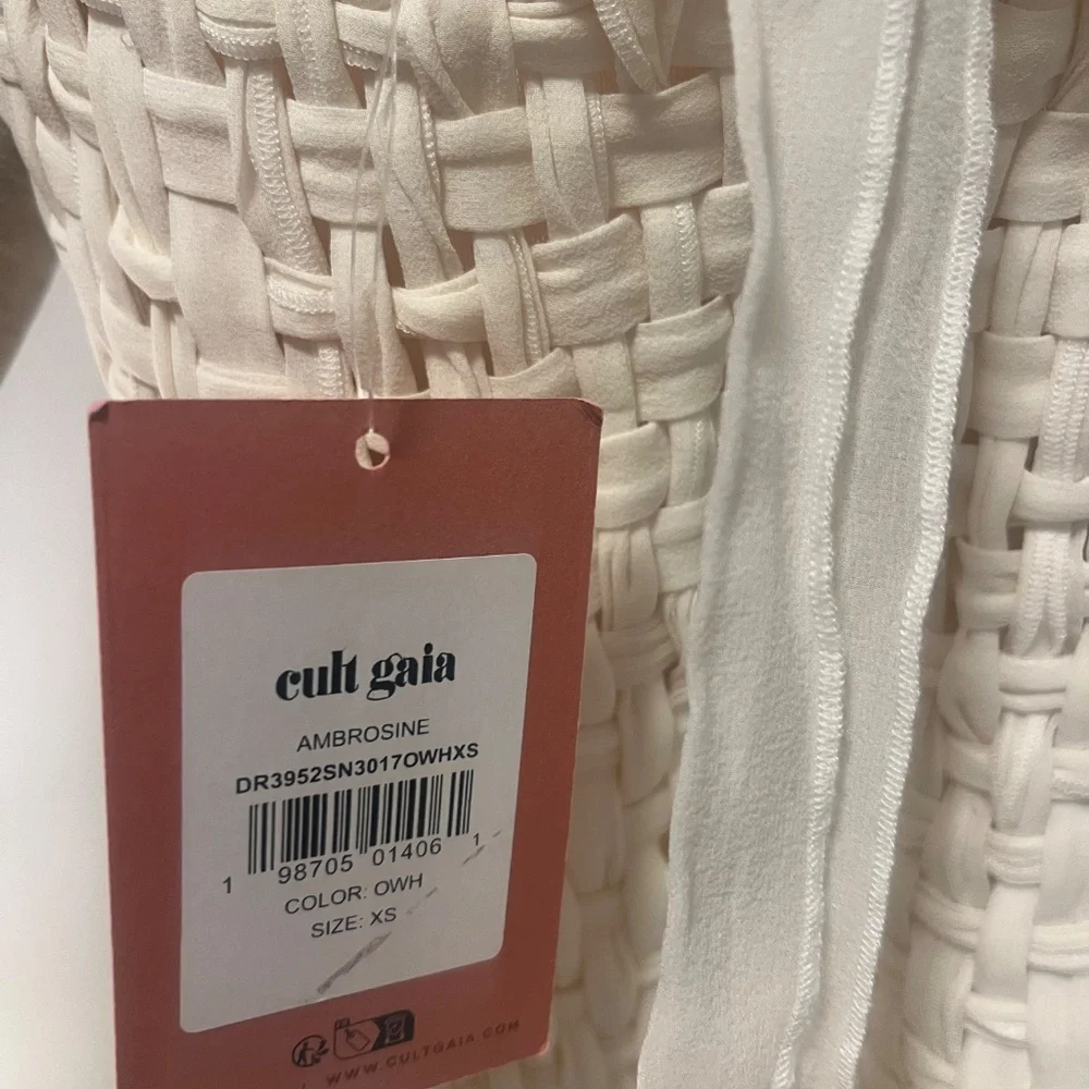 Cult Gaia Ambrosine White Woven Silk Dress Bridal - Picture 6 of 9